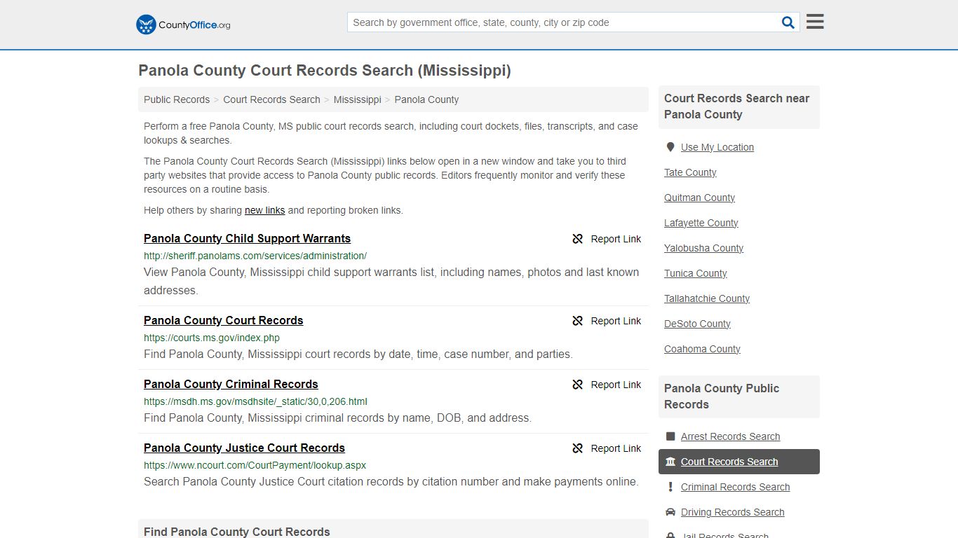 Court Records Search - Panola County, MS (Adoptions, Criminal, Child ...