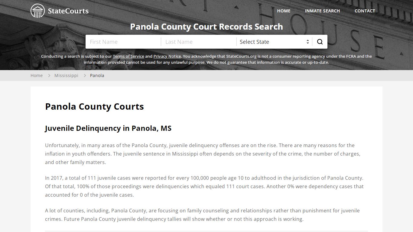 Panola County, MS Courts - Records & Cases - StateCourts