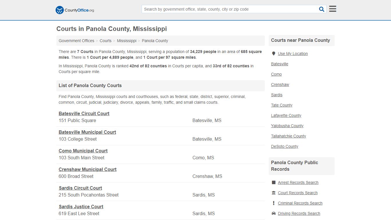 Courts - Panola County, MS (Court Records & Calendars)